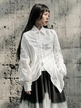 Solid Color Cropped Pleated Loose Shirt